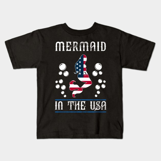 4th of July Mermaid in the USA Patriotic Gift T-Shirt Kids T-Shirt by Dr_Squirrel